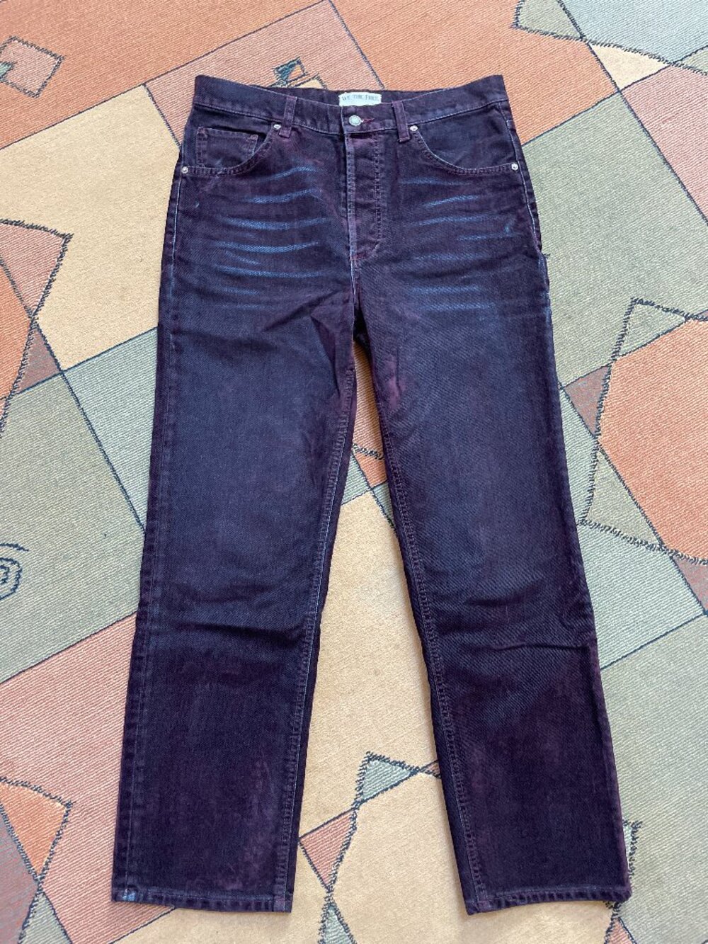 We The Free Flocked Deep Purple Boho Jeans | Button Fly | Size 28